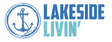 Lakeside Livin’ — blue anchor with blue and turquoise lettering